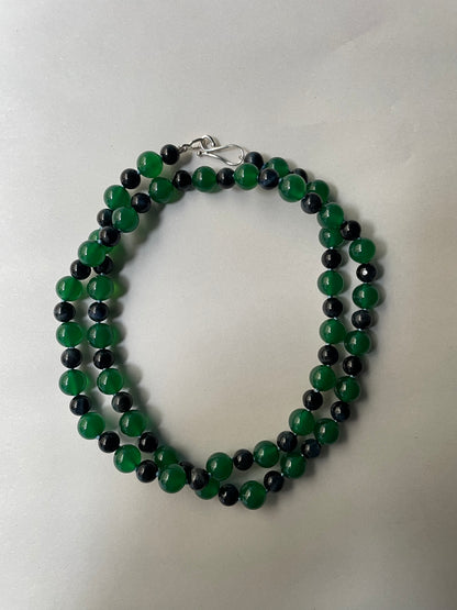 Eagle’s Eye and Dark Green Agate Bead Necklace | Mikkel Brøgger