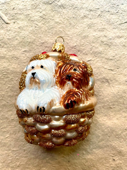 Nostalgic Dogs in a Basket  | Nostalgie Christbaumschmuck | Christmas Ornament