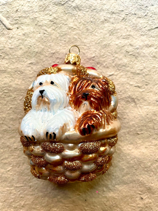 Nostalgic Dogs in a Basket  | Nostalgie Christbaumschmuck | Christmas Ornament