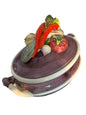 Vintage European Ceramic Tureen with Sculptural Vegetable Finial