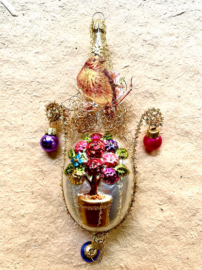 Nostalgic Victorian Bird on Flowers Ornament | Nostalgie Christbaumschmuck | Christmas Ornament