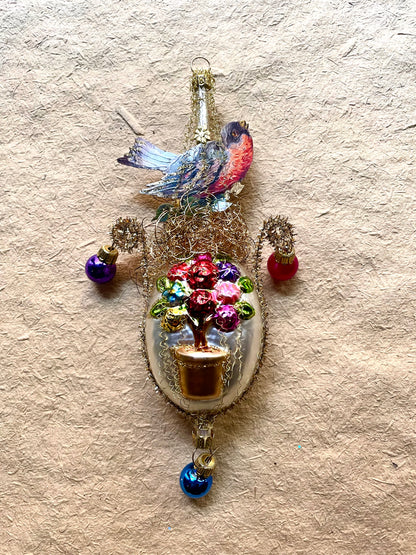 Nostalgic Victorian Bird on Flowers Ornament | Nostalgie Christbaumschmuck | Christmas Ornament