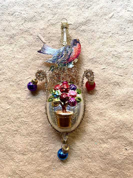Nostalgic Victorian Bird on Flowers Ornament | Nostalgie Christbaumschmuck | Christmas Ornament