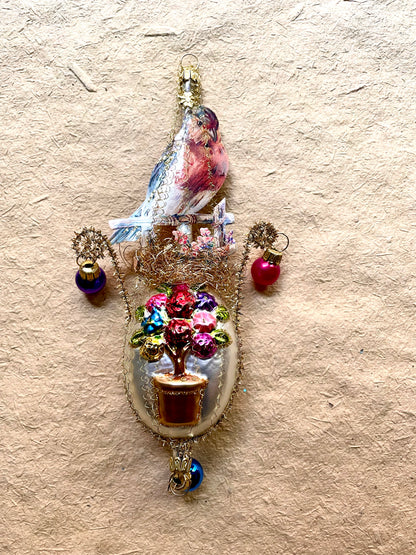 Nostalgic Victorian Bird on Flowers Ornament | Nostalgie Christbaumschmuck | Christmas Ornament