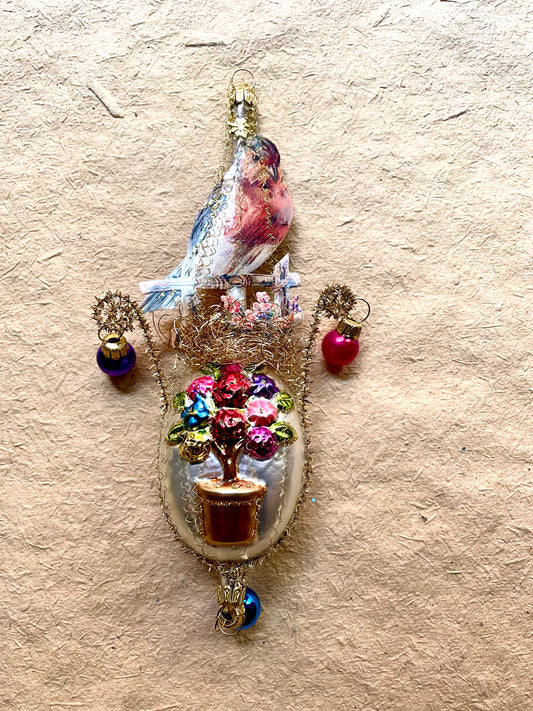 Nostalgic Victorian Bird on Flowers Ornament | Nostalgie Christbaumschmuck | Christmas Ornament