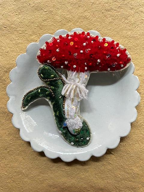 Beaded Amanita Muscaria Mushroom Christmas Ornament