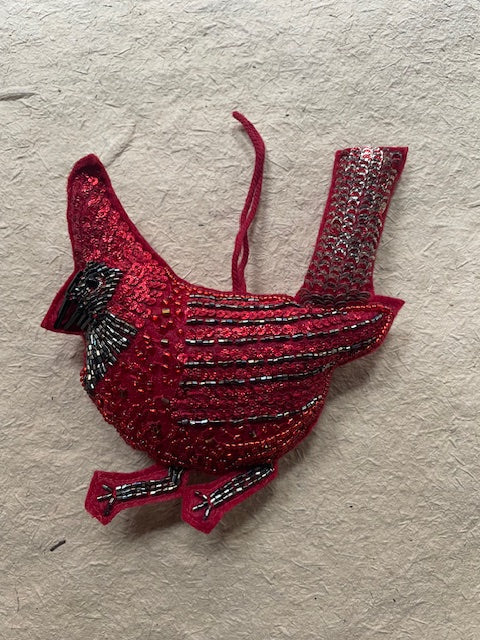 Sequined Cardinal Christmas Ornament