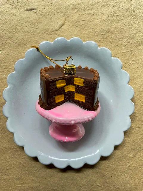 Checkered Cake Glass Ornament
