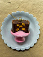 Checkered Cake Glass Ornament