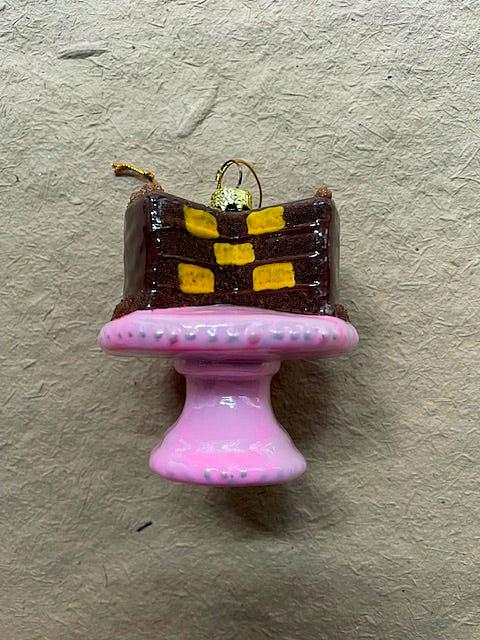 Checkered Cake Glass Ornament