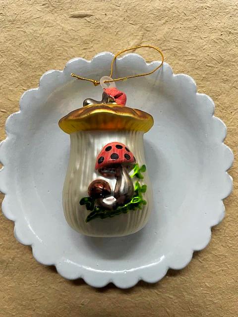 Mushroom Cookie Jar Christmas Ornament