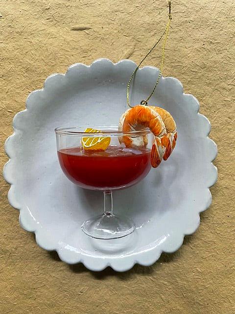 Shrimp Cocktail Glass Ornament – Festive Seafood Holiday Décor