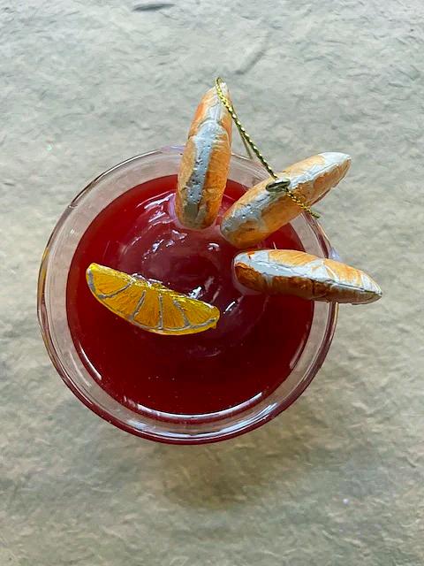 Shrimp Cocktail Glass Ornament – Festive Seafood Holiday Décor