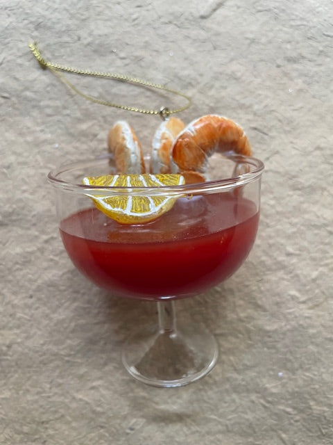 Shrimp Cocktail Glass Ornament – Festive Seafood Holiday Décor