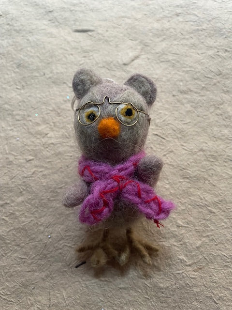 Owl with Pink Scarf Ornament | Christmas Ornament