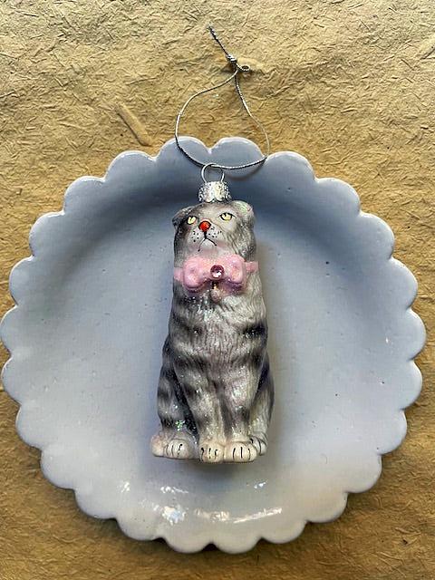 Scottish Fold Cat Glass Ornament