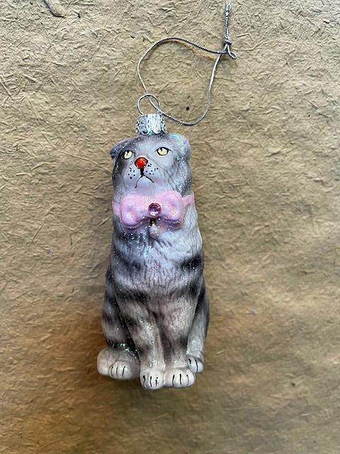 Scottish Fold Cat Glass Ornament