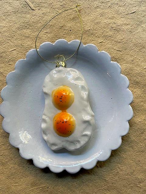 Fried Eggs Glass Christmas Ornament