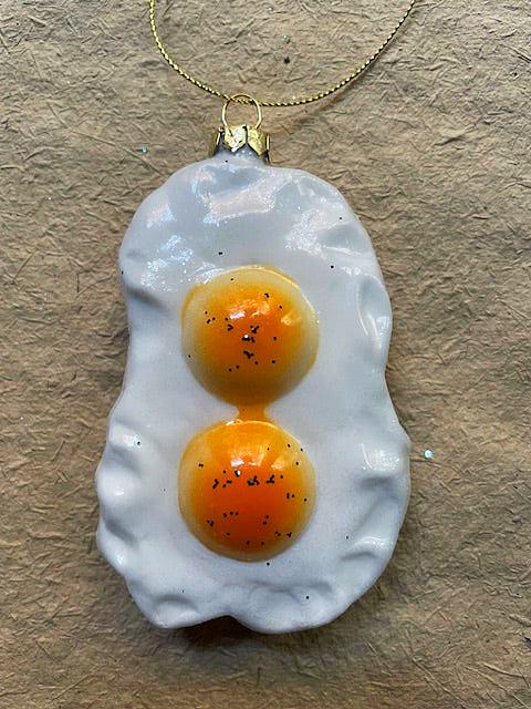 Fried Eggs Glass Christmas Ornament