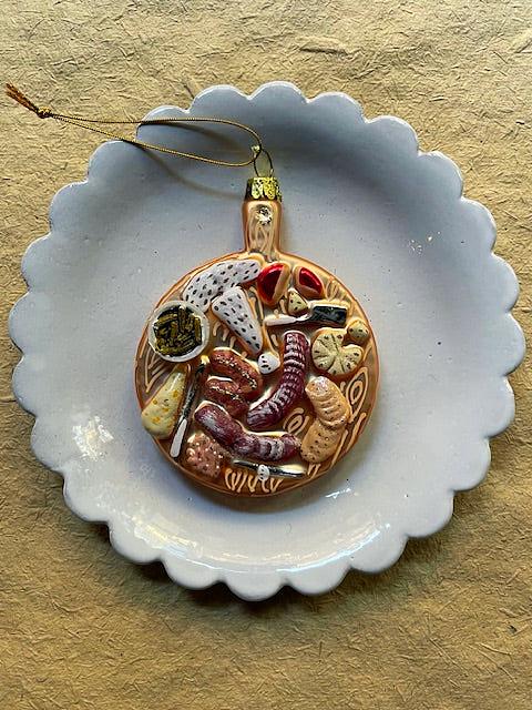 Charcuterie Board Glass Christmas Ornament
