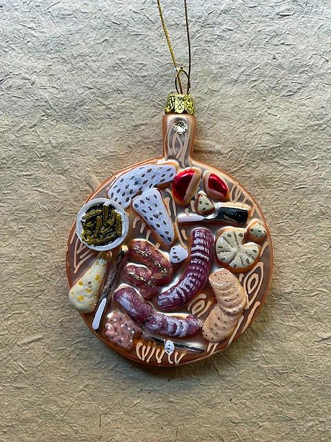 Charcuterie Board Glass Christmas Ornament