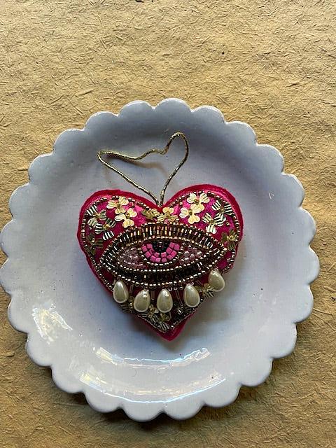 Heart Ojo-Pink Christmas Ornament