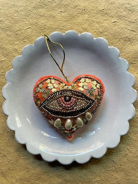 Heart Ojo-Pink Christmas Ornament