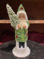 Santa Green Beaded Coat with Hand Painted Holly Motif Small | Ino Schaller