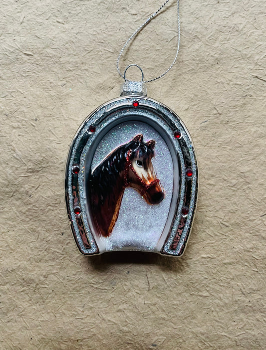 Horse and Horseshoe Ornament