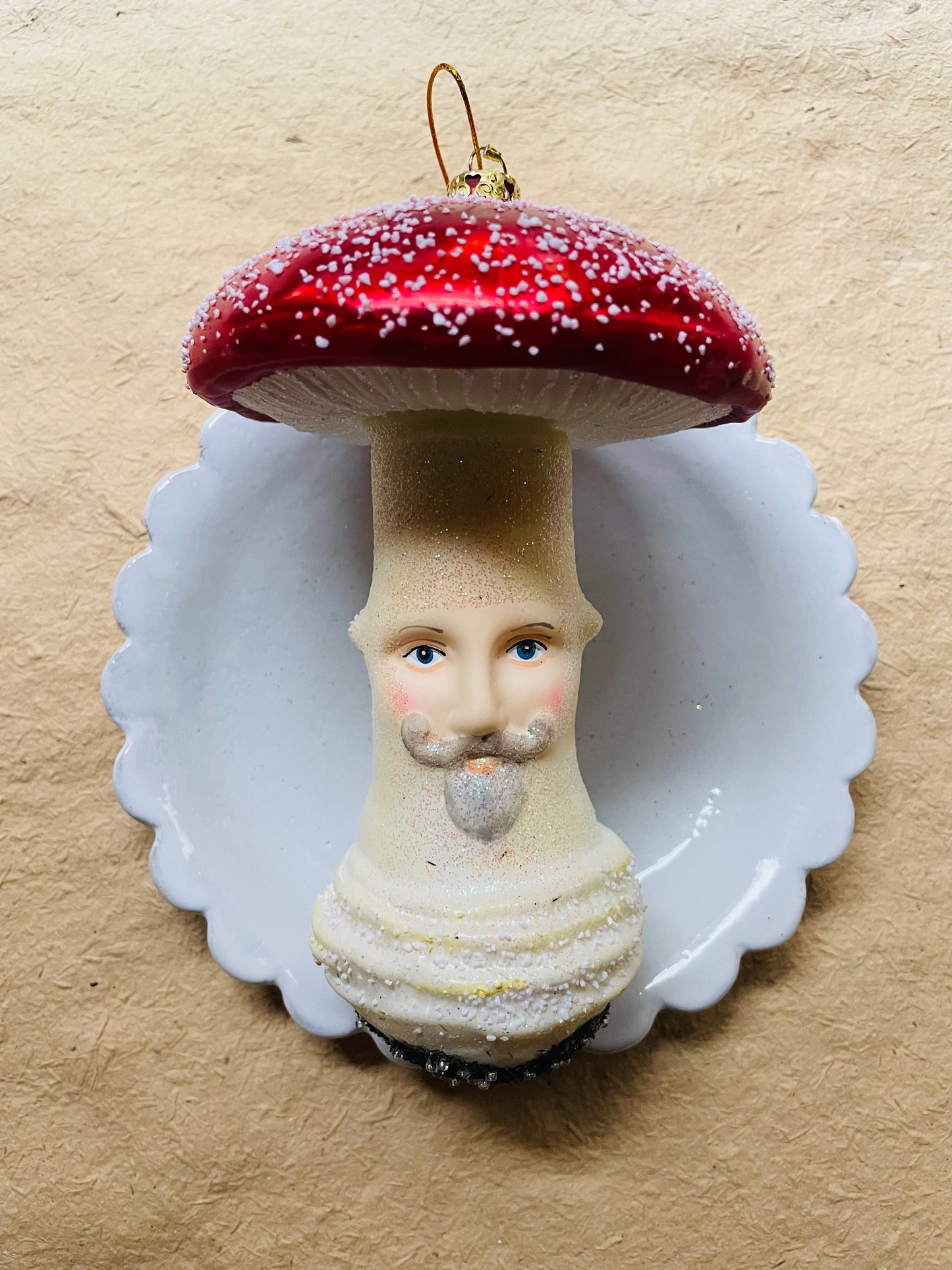 Mushroom Fellow Glass Ornament