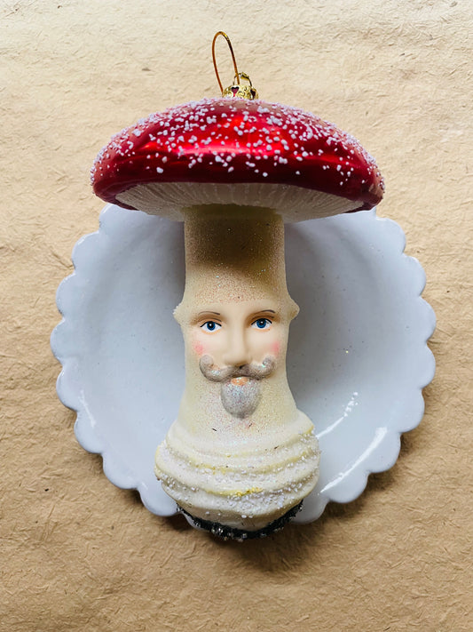 Mushroom Fellow Glass Ornament