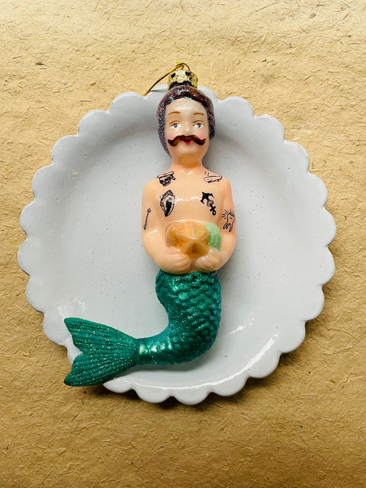 Merman Glass Ornament