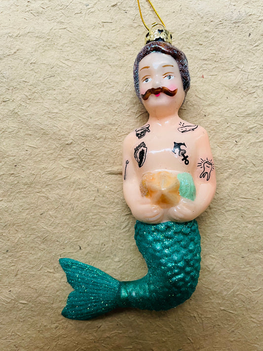 Merman Glass Ornament