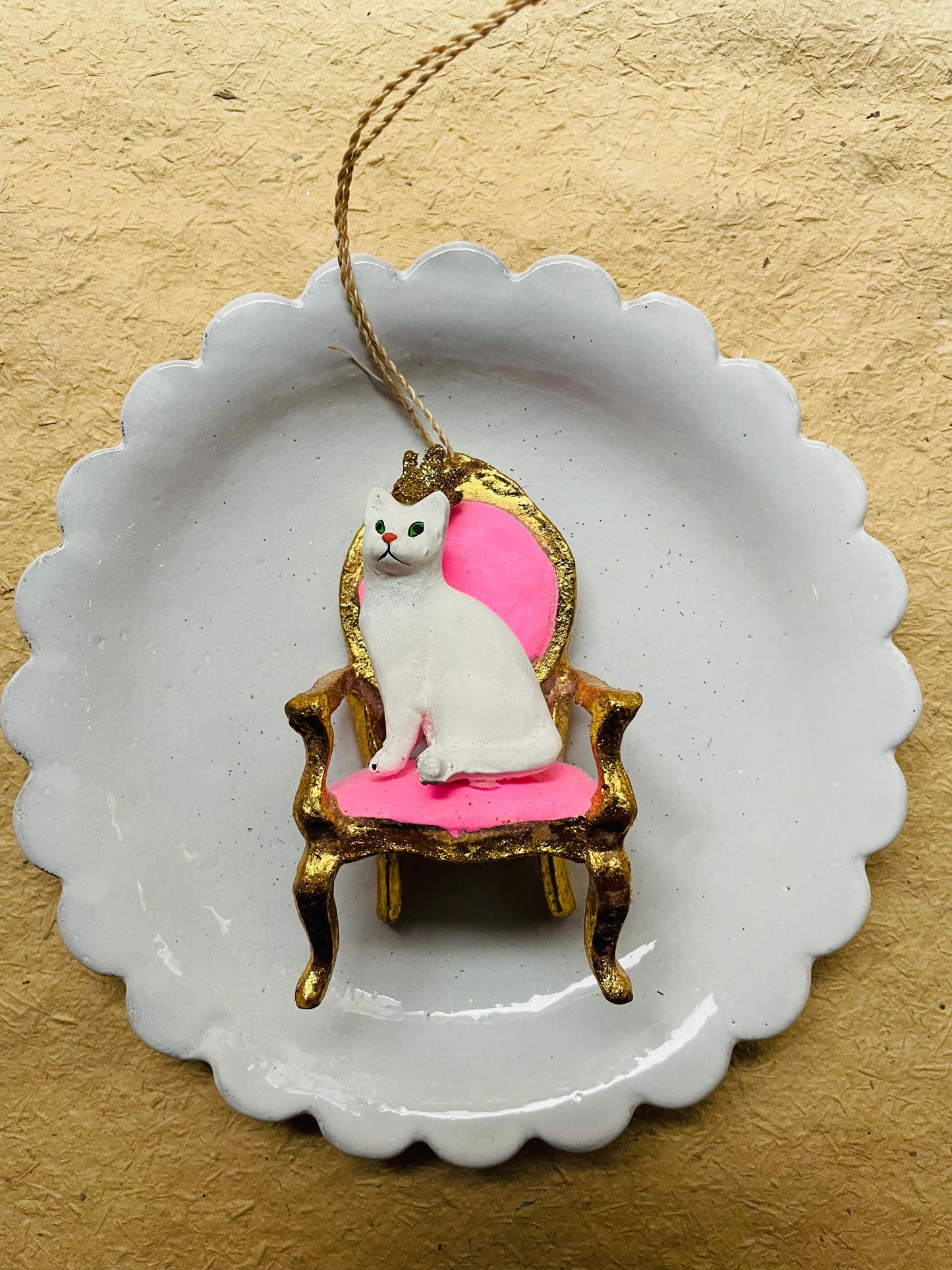 Kitten Queen Paper Mch Ornament