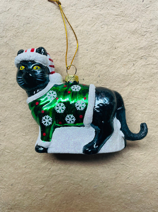 Festive Kitty - Green | Christmas Ornament
