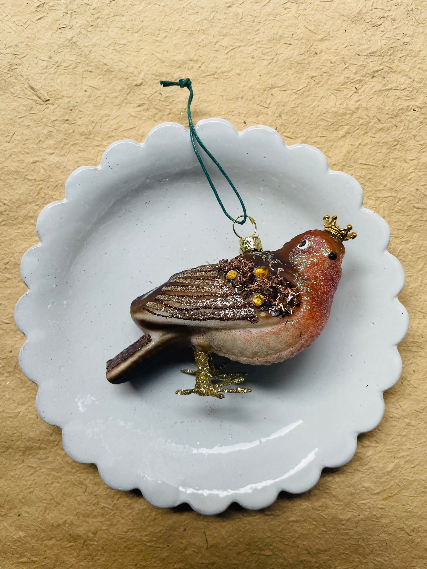 Wintertide Robin Glass Christmas Ornament