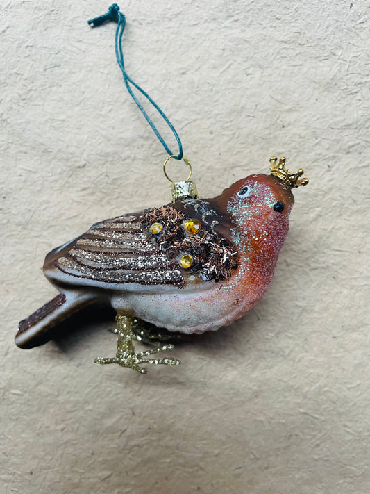 Wintertide Robin Glass Christmas Ornament