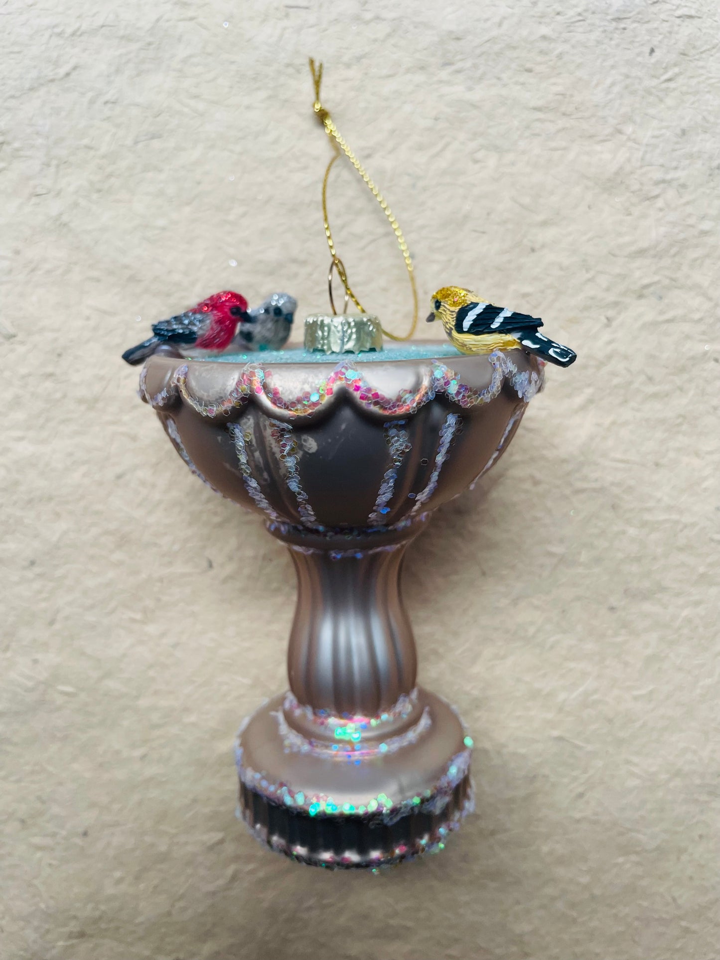 Bird Bath Glass Christmas Ornament