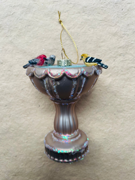 Bird Bath Glass Christmas Ornament