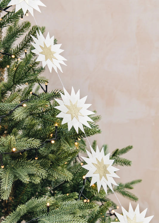 Falling Star - Swedish Garland, Off-White and Gold | Christmas Ornament