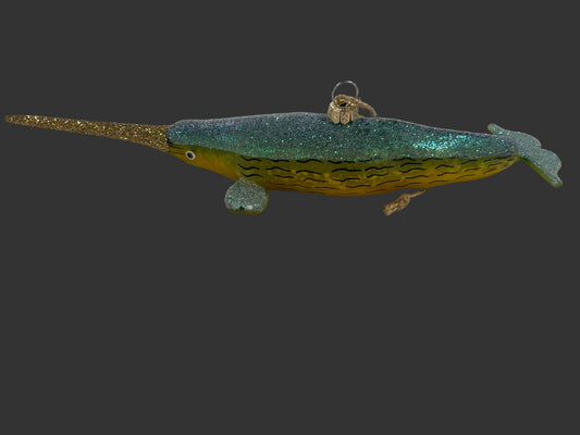 Glitter Glass Narwhal | Christmas Ornament
