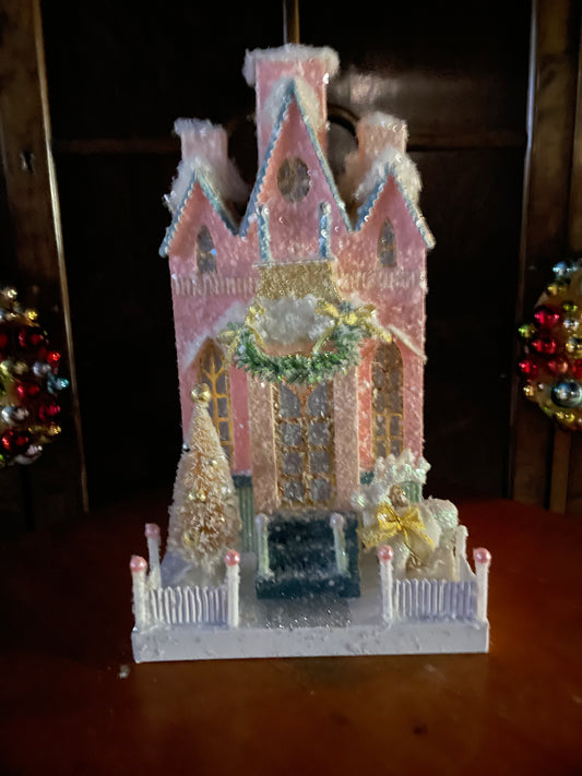 Merry Reindeer Manor Christmas House – Glittery Storybook Holiday Décor