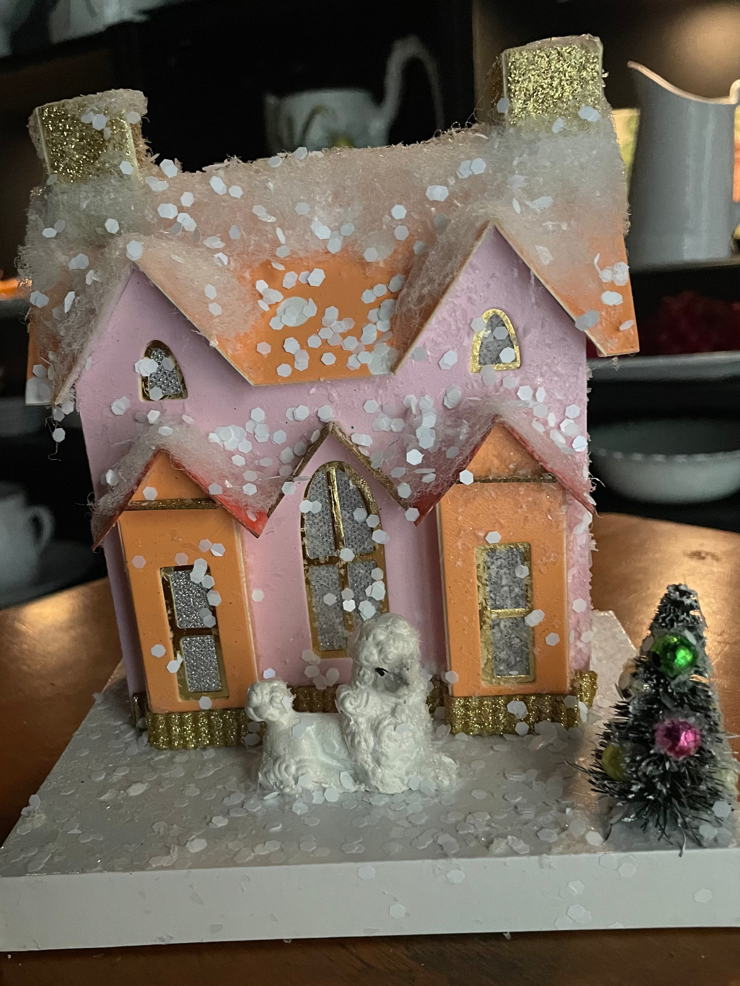 Poodle Chateau Christmas House – Glittery Storybook Holiday Décor