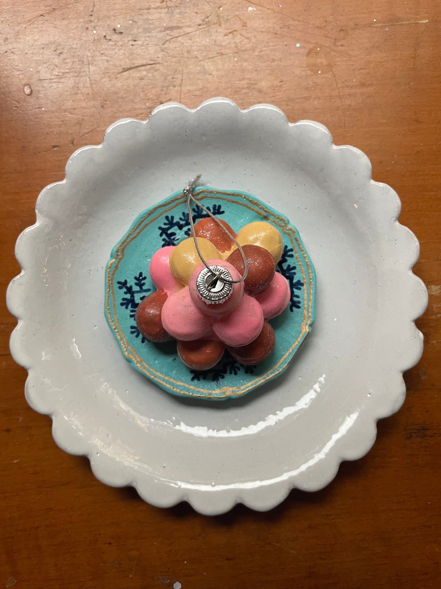 Plated Macarons Glass Ornament – French Patisserie Christmas Delight