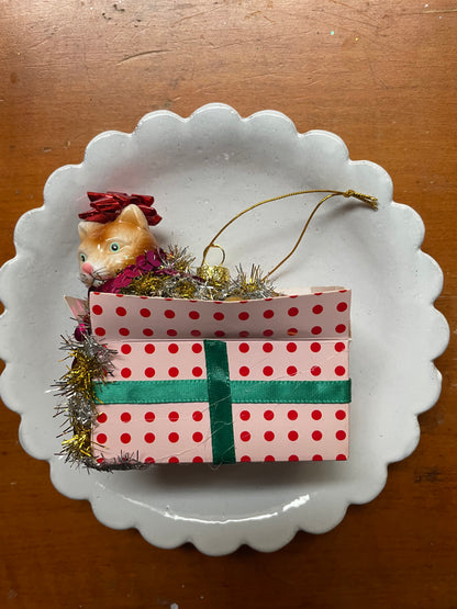 Christmas Kitty Glass Ornament Christmas Ornament