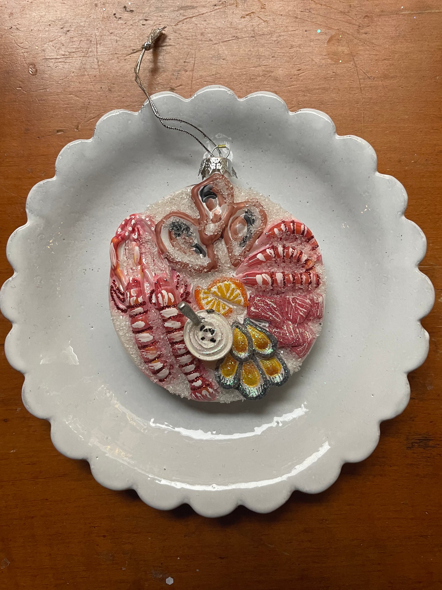 Seafood Tray Glass Christmas Ornament – Luxe Holiday Feast