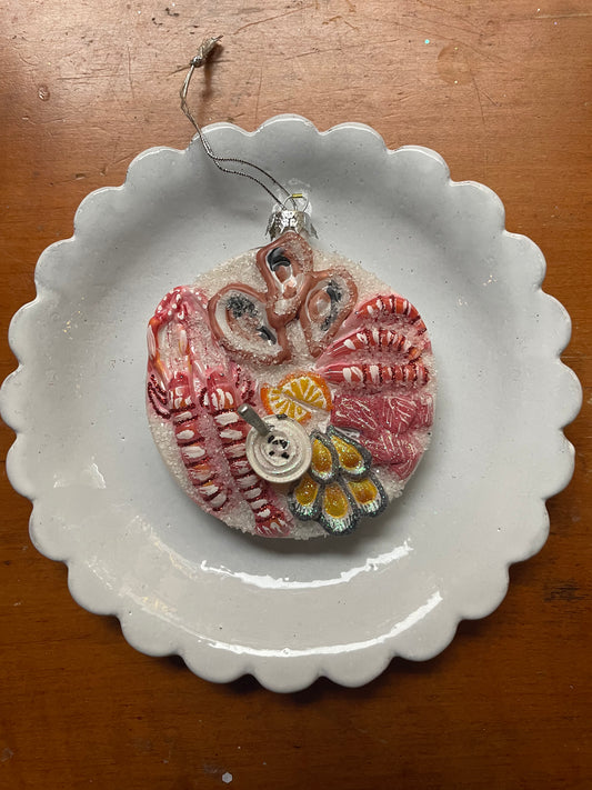 Seafood Tray Glass Christmas Ornament – Luxe Holiday Feast