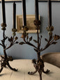 19th Century French Wrought Iron Rose Candlesticks, Pair