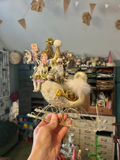 Swan Sleigh | Vintage by Crystal Spun Cotton Ornament