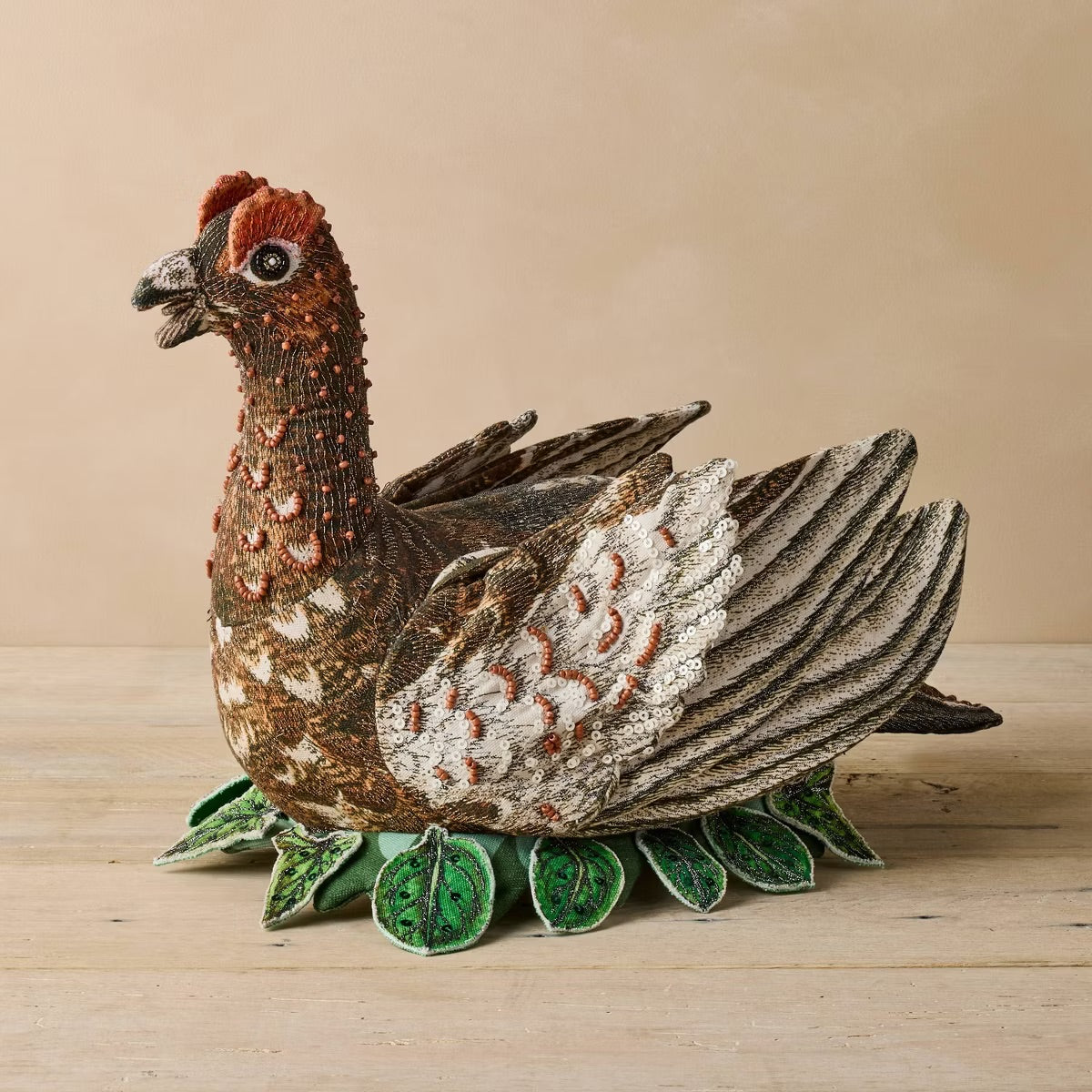 Beaded Grouse Novelty Plush Pillow  | John Derian